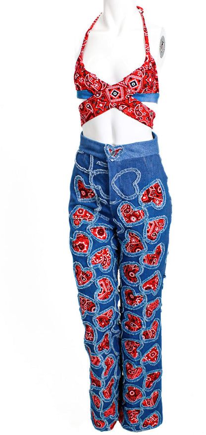 La bandida roja Heart Denim Set