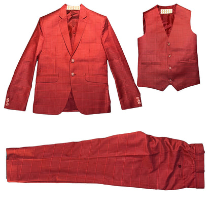 ZEZENAH slim-fit vermilion wool suit